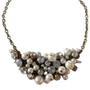 • Vintage Cluster of Faux Pearls & Diamonds Necklace •